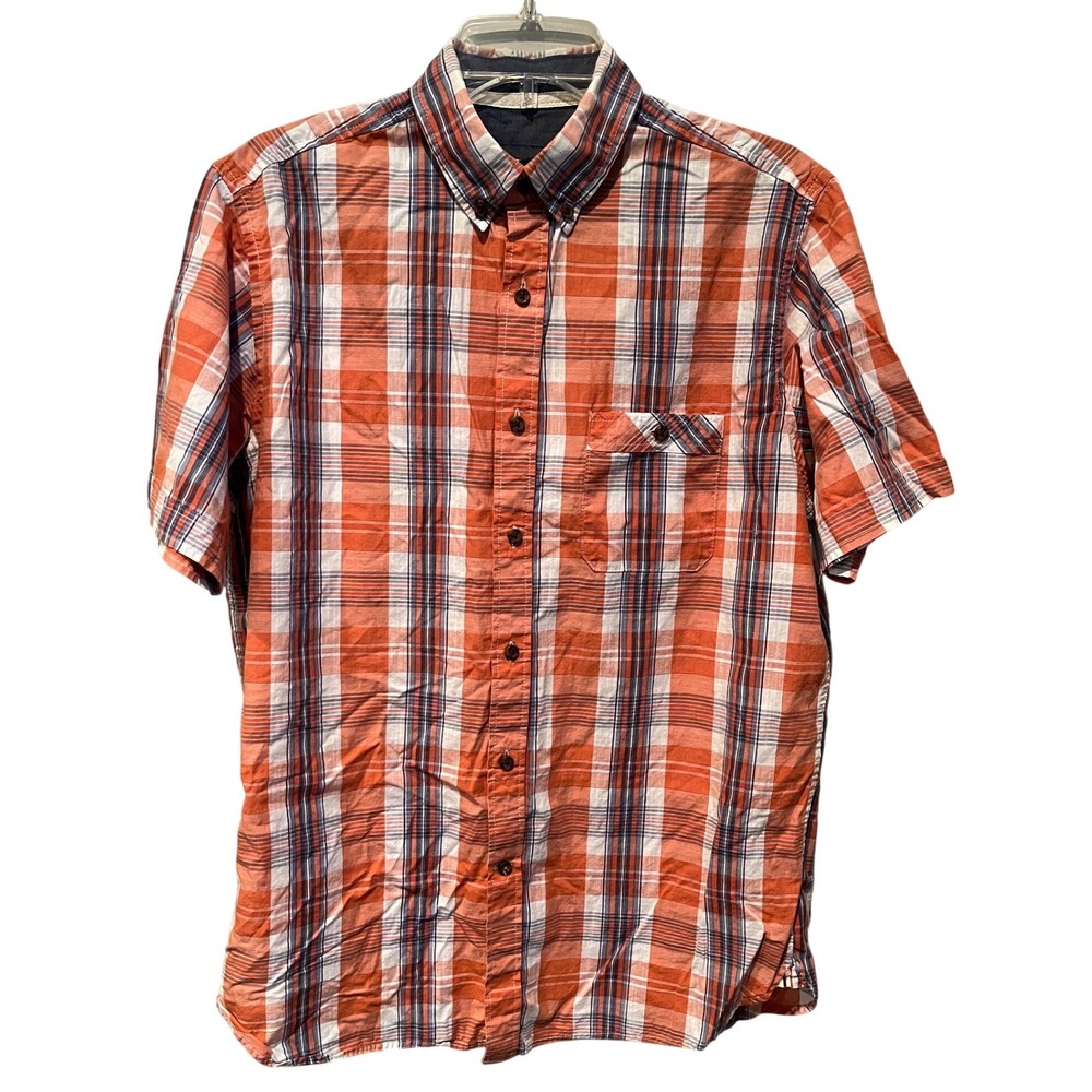 Club Room Mens Plaid Short Sleeve Button Down Shirt Multicolour Size Medium
